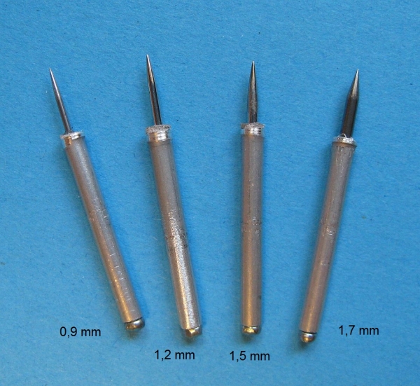 Lange Einfachspitze für DREMEL Engraver, 25 mm Schaftlänge, verschiedene Stärken